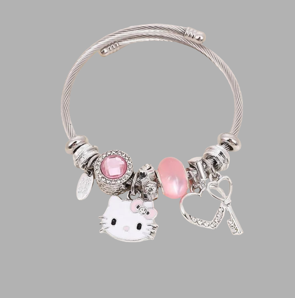 Pulsera Hello gato corazon,              bracelet hello gato heart